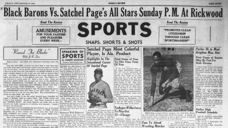 1940 Black Barons vs Satchel Page_s All Stars Sunday PM at Rickwood -The_Weekly_Review_Fri__Sep_27__1940_